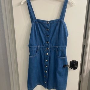 Blue denim overall dress